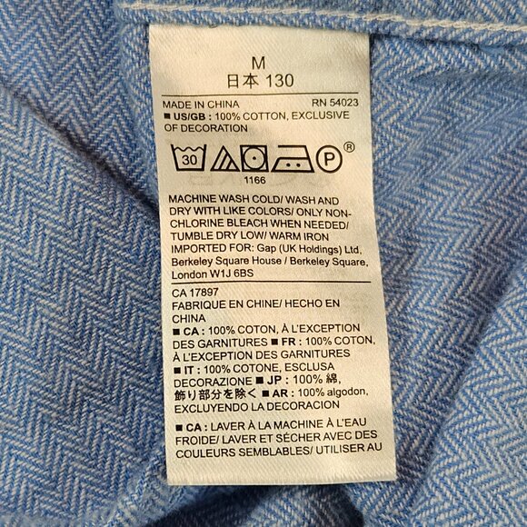 GapKids Shirt Boys Medium Blue Long Sleeve Button Up Chest Pockets Cotton Top - Picture 9 of 10